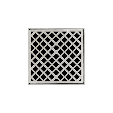 Infinity Drain 5"x5"Strainer W/Criss-Cross DecPlate and 2"Throat-SatinStainless -XD 5 X_5_SS